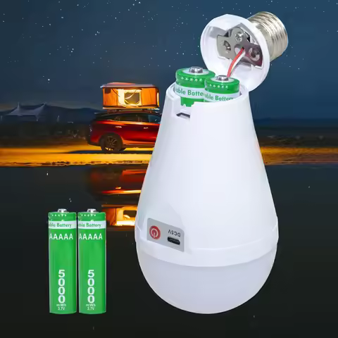 Flicker-Free LED Bulb Light Portable 20W 30W Emergency Bulb Courtyard Outdoor Bulb Removable Battery