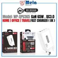 WK DESIGN WP-QPU365 GaN 65W.QC3.0 Fast Charger (SAFETY MARK 220659-12)