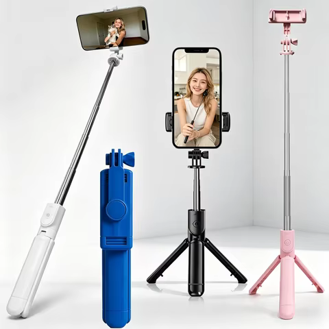 Universal Selfie Stick Tripod Stand, Wireless Bluetooth Shutter, 230° Adjustable Head, Mini Portable