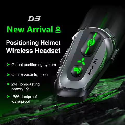 D3 Motorcycle Helmet Bluetooth Headset Global GPS Tracking AI Voice Control Multi Rider Intercom Wat