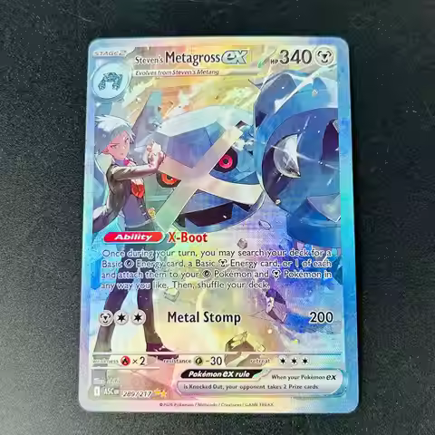 2026 English Steven's Metagross ex SAR Holo DIY Textured Card - Mint Rare Pokemon Collectible Card