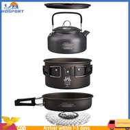 【Hospor】3Pcs/Set Camping Cookware Set Aluminum Alloy Tableware Pot Pan Set Lightweight Cookware Kit 
