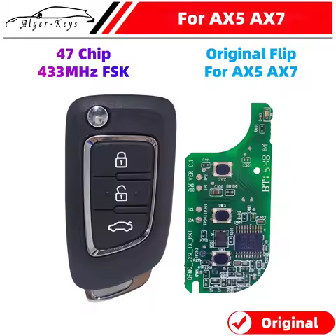 Algernon-keys Original Car Flip Key For AX5 AX7 A30 AX3 AX4 3 Button 433Mhz FSK ID47 Chip
