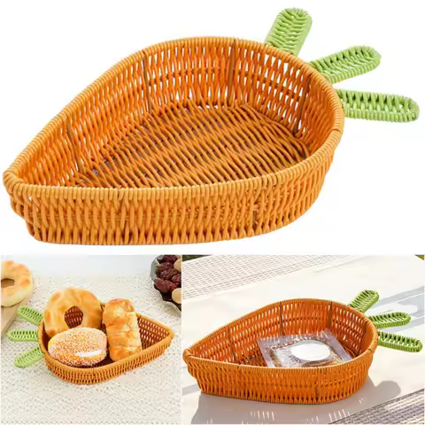 Orange Weaving Storage Basket Carrot Shape Plastic Woven Basket Display Basket Photo Props Organizer