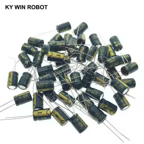 50pcs/lot Aluminum Electrolytic Capacitor 50V / 220 UF 50V/220UF Electrolytic Capacitor Size 8*12 mm