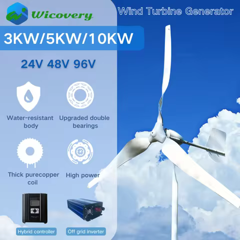 home-appliance Horizontal wind turbine generator 5KW 3KW 10KW Wind Power 48V 24V with controller wit