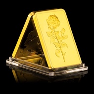 High Quality The United Arab Emirates National Emblem Rose Pattern Replica Gold Bar 1 Oz 9999 Eagles