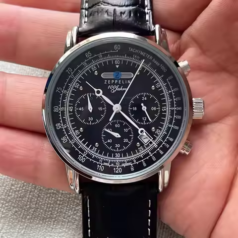 Fashionable New Zeppelin Business Casual Sports Quartz Watch Automatic Date Leather Strap Men's Watc