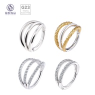 Today's New Product/G23 Titanium Alloy Earrings European American Piercing Three-Layer Beveled Nose 
