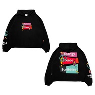 WorkoutxScribbles Sweater Hoodie Boxy 330GSM Energy Hitam PRIA WANITA
