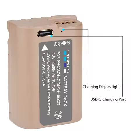 DMW-BLK22 DMW BLK22 Battery With USB-C Charging Port for Panasonic LUMIX DC-S5 DC-S5 II DC-S5 IIX GH
