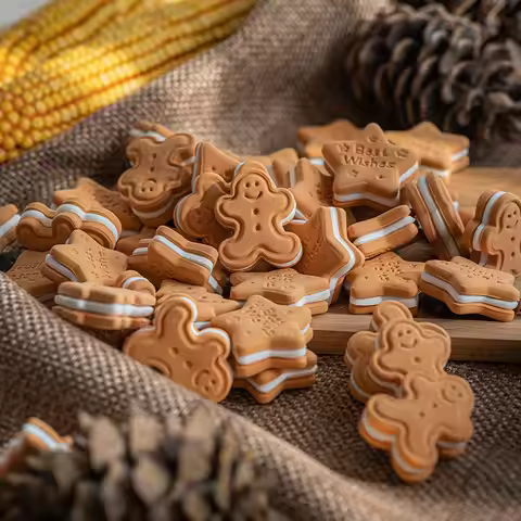 5PCS Simulation Cookies Biscuit Fake Cake Food Model Cute Bear Cookies Dessert Table Props Sample Di