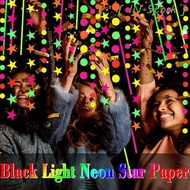 [ IN STOCK ] Neon Fluorescent Garland, Rectangle Fluorescent Paper Round Pentagram Fluorescent Banne