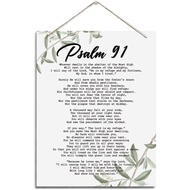 Wooden Sign Inspirational Christian Wall Decor - Psalms 91 Wood Hanging Sign - Religious Home Office