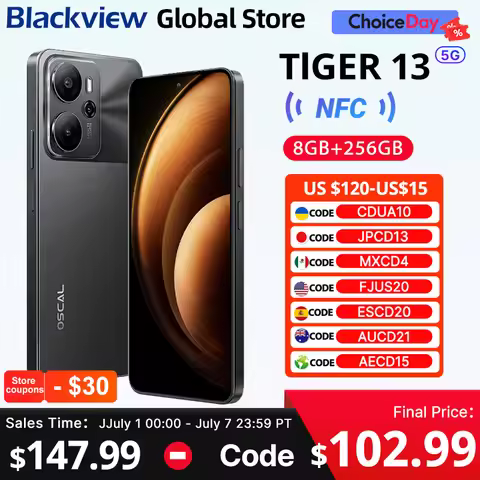 Blackview Oscal Tiger 13 5G Smartphone 6.67 inch 90Hz IPS Display Unisoc T760 8GB 256GB 5000mAh 50MP