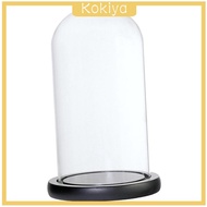 [KOKIYA] Decorative Glass Cloche Bell Jar Dome with Wooden Base Display Decor_Brown A