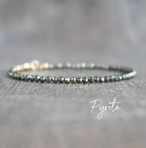 Iron Pyrite Bracelet for Women, Abundance Bracelet, Handmade Jewelry, Adjustable Stackable Gemstone 