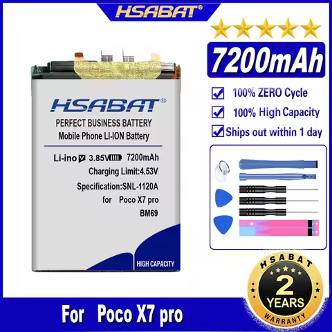 HSABAT BM69 7200mAh Battery for Poco X7 pro / Redmi K80 / Redmi turbo 4 Batteries