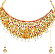 Traditional Indian Handcrafted Antique Gold Plated Matte Traditional Kundan,CZ, Studded Choker Jewellery Necklace set With Matching Earring For Women (SJN_147), Brass, Cubic Zirconia