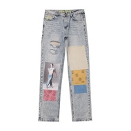 Drew Smiley Men's Trousers Bear Hailey Patch Trendy Men's Loose Hip-Hop Trousers Jeans ins Street We