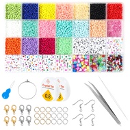 3230pcs Pure Rice Beads Set Letter Beads Glass Seed Beads Kit DIY Bracelet Earring Jewelry Making Kits Letter Bead Crafts