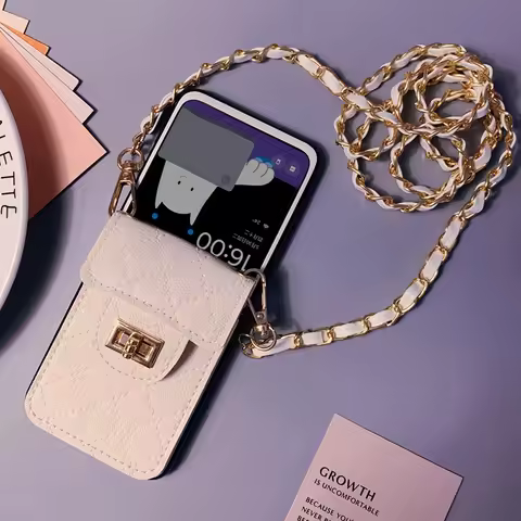 Case For Infinix Zero Flip DIY Locking Diamond Grid Card insertion Portable Hanging Rope Hard Mobile