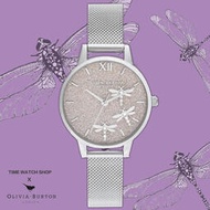 【時光鐘錶公司】Olivia Burton OB16GB02 銀殼蜻蜓碎鑽面銀色米蘭編織腕錶 錶 手錶生日禮物情人節禮物