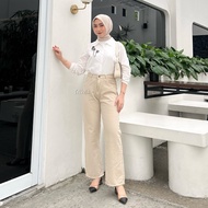 Loose Jeans Cream | Celana Jeans Wanita Loose Non Stretch Anti Ngatung | Loose Cream