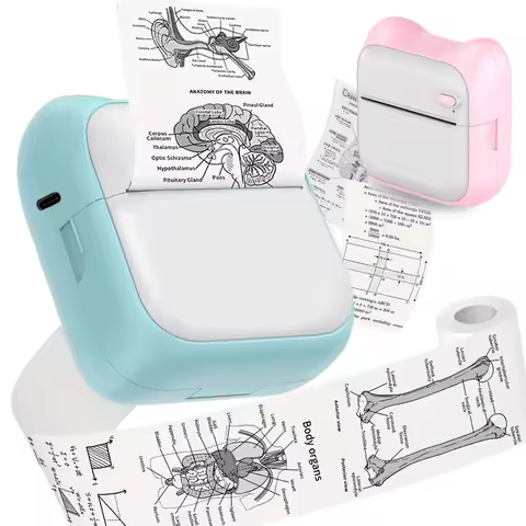 Mini Printer, Portable Thermal Printer Efficiently and Quickly, Inkless Pocket Photo Printer for Stu