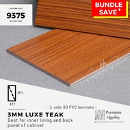 3mm Luxe Teak 3D PVC 1-side laminated plywood (4ft x 8ft) Colour 9375 | Papan kayu DIY | Kiam Hing