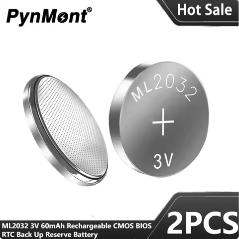 2pcs/lot ML2032 3V 60mAh Coin Cell Button Battery 2032 Rechargeable CMOS BIOS RTC Back Up Reserve Ba