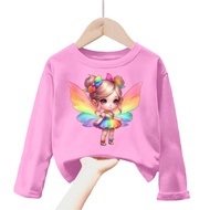 kaos anak perempuan gambar girl butterfly lengan panjang Tshirt kids 1-12 tahun k.138