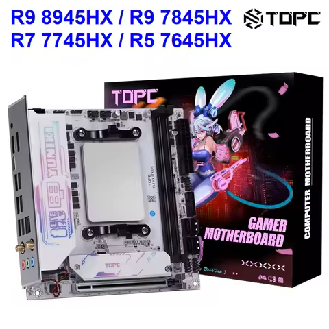 Topton 4-Bay NAS Gaming Motherboard AMD Ryzen 9 8945HX R7 7745HX 2*M.2 NVMe 4*SATA PCIe4.0X16 2.5G L