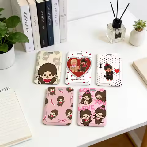 cute M-Monchhichi Premium ID Badge Holder with Neck Strap, Durable Card Cover Lanyard for Employee W