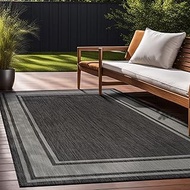 Beverly Rug Outdoor Rug 6x9 Modern Bordered Area Rugs for Indoor and Outdoor Patio Deck Porch Garden