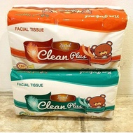 TISSUE CLEAN PLUS PREMIUM FACIAL TISSUE 180 SHEETS 2 PLAY CLEAN PLUS WAJAH LEMBUT