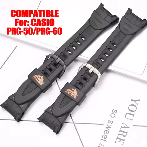 Watchband For Casio Pro Trek PRG50 PRG60 Watch Strap Men's PRG-50 Resin Replacement Bracelet