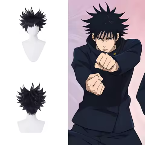 High-Quality Anime Jujutsu Kaisen Fushiguro Megumi Cosplay Synthetic Hair Black Short Hair Natural F