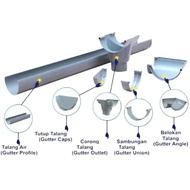 GANTUNGAN PVC Half Circle Oval Gutter Accessories (Talang Cover, Gutter Connection, Gutter Hanger, G