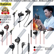 (Pay In Place) Baseus Gamo H15 Jack 3.5mm Wired Gaming Headset Original Earphone - Red, C15