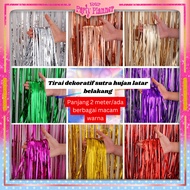 Chrome Metallic Birthday Foil Tassel Curtain Complete Colorful Birthday Decoration Rain Silk Curtain