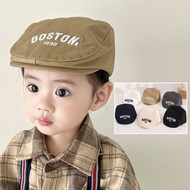 หมวกจิตรกรศิลปินปักลายหมวกสีทึบ Topi Baret Bayi จดหมายย้อนยุคสำหรับเด็กทารกหมวก Newsboy ฤดูร้อนถุงมี