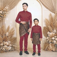 Baju Melayu Slim Fit With Zip Exclusive Design Premium Pearl Skin Satin (2Tahun Sampai 3XL)