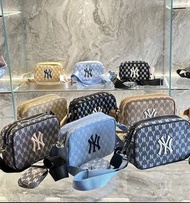 MLB牛仔相機包男女通用小方包老花刺繡子母包滿印單肩斜跨包