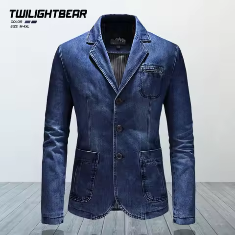 High Quality Men's Denim Blazers Male Coat Oversized Spring Autumn Fashion Casual Suit Jacket Men Cl