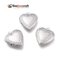 5pc Non-Tarnish 316 Stainless Steel Locket Pendants Photo Frame Charms for Necklaces Heart Stainless