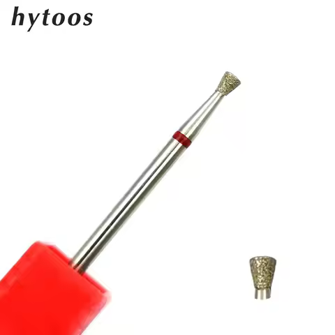 HYTOOS Inverted Cone Nail Drill Bits Fine Diamond Cuticle Clean Burr Russian Mills Electric Manicure