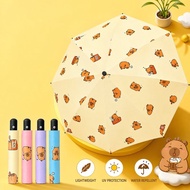 Capybara Kids Umbrella Foldable Windproof UV Protection Sun Rain Cartoon Manual Travel