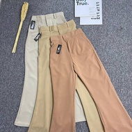 ALORA - Cozie Knit Pants Cutbray Pants Women's Long Highwaist Pants Premium Rib Culottes Korean Styl