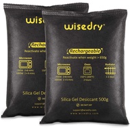 wisedry 500g x 2 Packs Silica Gel Desiccant Rechargeable , Microwave Fast Reactivated Desiccant Pack